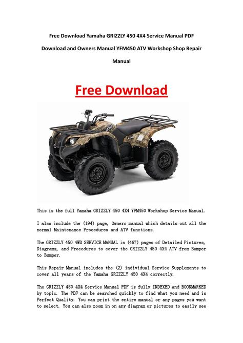 Yamaha grizzly 660 service manual free download